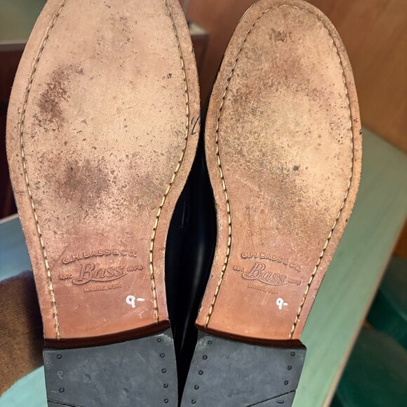 Mens G.H. Bass Black Leather Walter Penny Loafers Size 10.5 EE - Picture 7 of 11